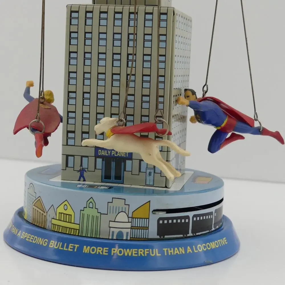 Superman Classic Tin Carousel Toy Schylling 2001 Krypto Streaky Supergirl
